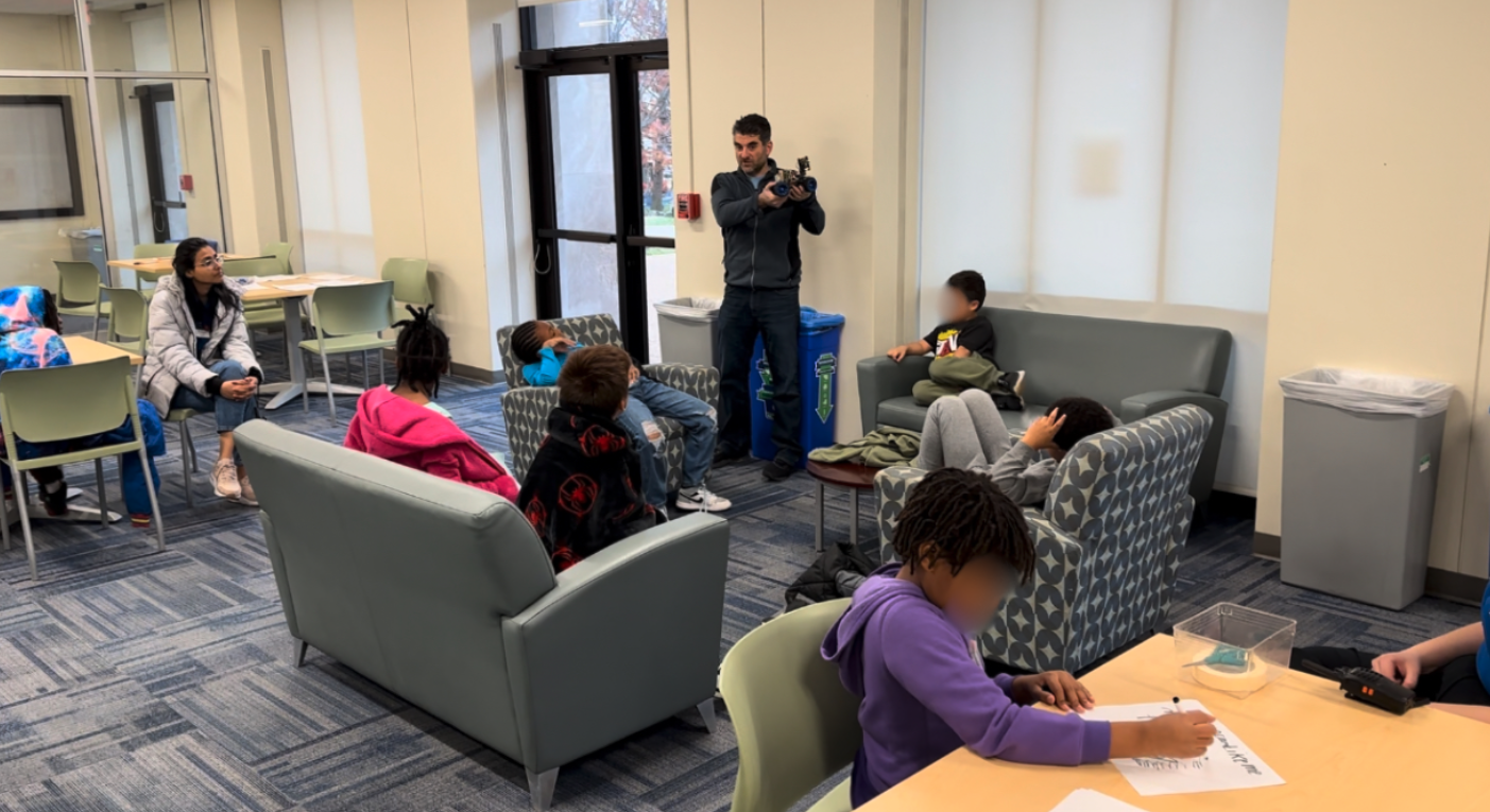 Professor Esposito talking to kids